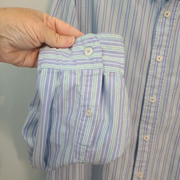 Aeropostale Mens XL Blue Stripe LS Button Down Shirt Office Preppy Party Casual - Picture 5 of 10